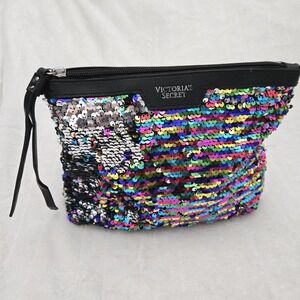 Victoria's Secret‎ Sequin Sparkle Wristlet Clutch Purse Travel Make Up Bag